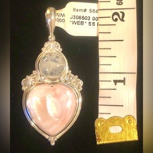Sajen Handcrafted Sterling Silver Abalone Moonstone Heart Pendant
